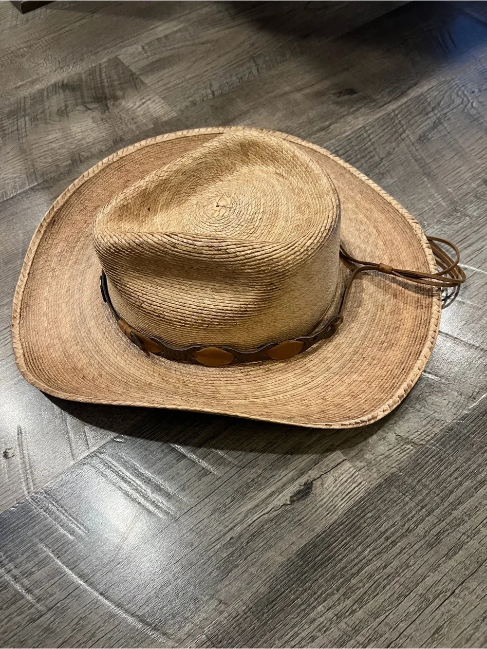 Classic Straw Cowboy Hat with Decorative Band - Brown